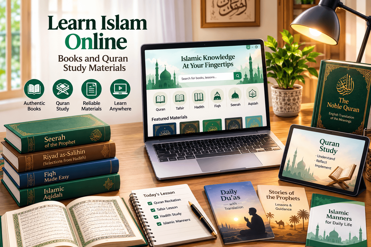 learn Islam online books and Quran study materials
