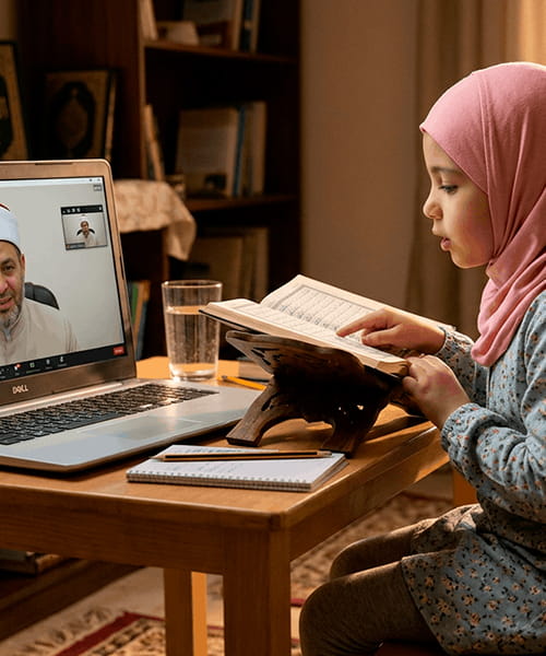 Online Ijazah classes with an Azhari Quran teacher on a video call