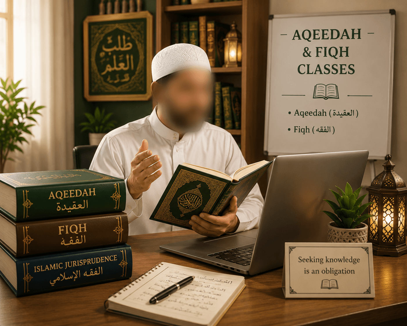 Aqeedah and Fiqh classes teacher with Quran